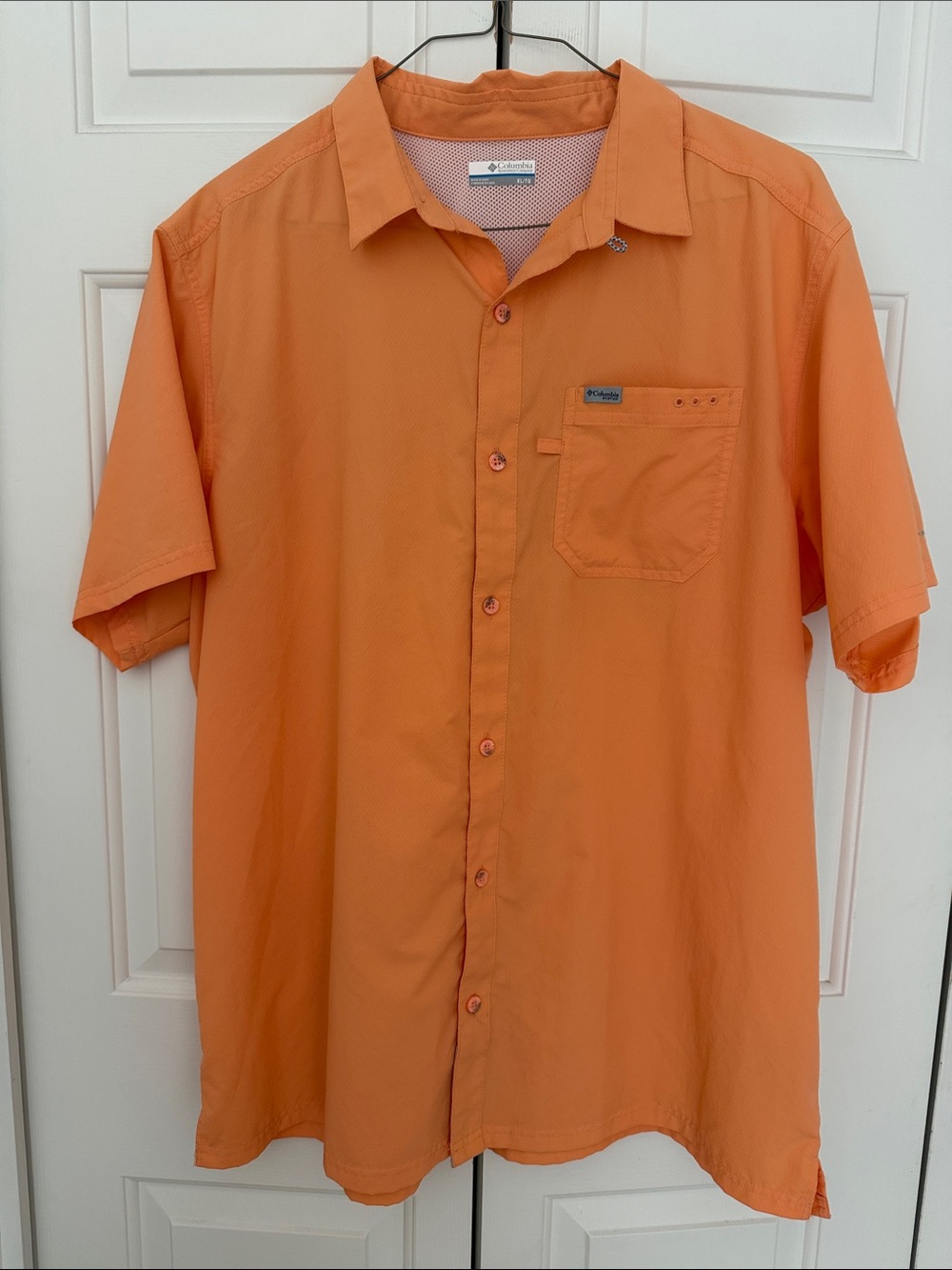 Columbia PFG Men's Short Sleeve Orange Button-Down Shirt